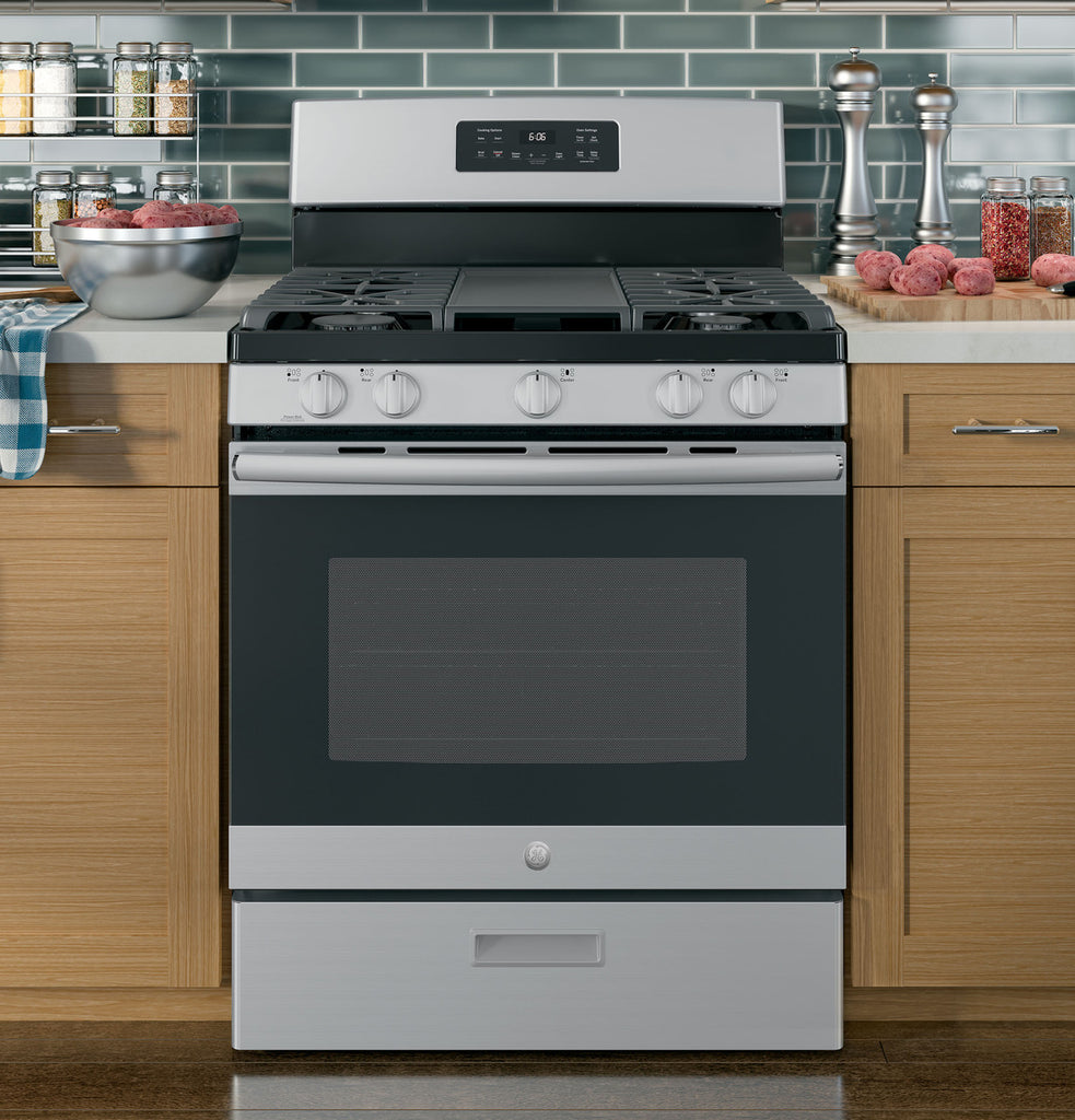 Pictures of GE® Free-Standing Gas Range with Griddle in Stainless Steel JGBS66REKSS - New in Box - Neu Appliance Outlet - Discount Appliance Outlet in Austin, Tx