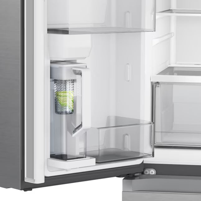 Samsung Counter-Depth 22.9-cu ft 4 -Door ENERGY STAR Certified Smart Compatible French Door Refrigerator with Dual Ice Maker in Fingerprint Resistant Stainless Steel RF23A9071SR - Scratch & Dent (Major)