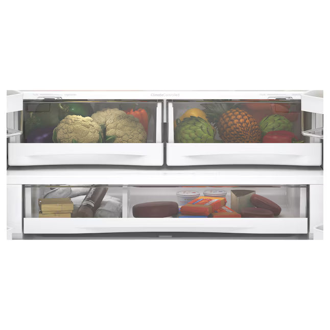 GE ENERGY STAR 22.1 Cu. Ft. Counter-Depth Fingerprint Resistant French-Door Refrigerator GYE22GYNFS - Scratch & Dent (Moderate)
