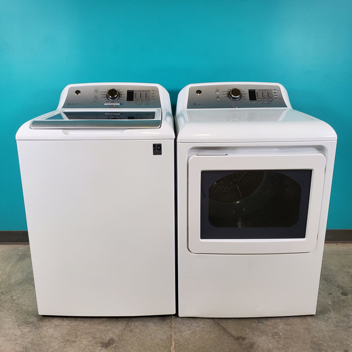 Neu Elite GE High Capacity Impeller Washer & Gas Dryer Set: 4.6 cu. ft. High Capacity Impeller Washer With Extra Water Cycle / Option & 7.4 cu. ft. Gas Dryer With Auto Sensor Dry - Certified Refurbished
