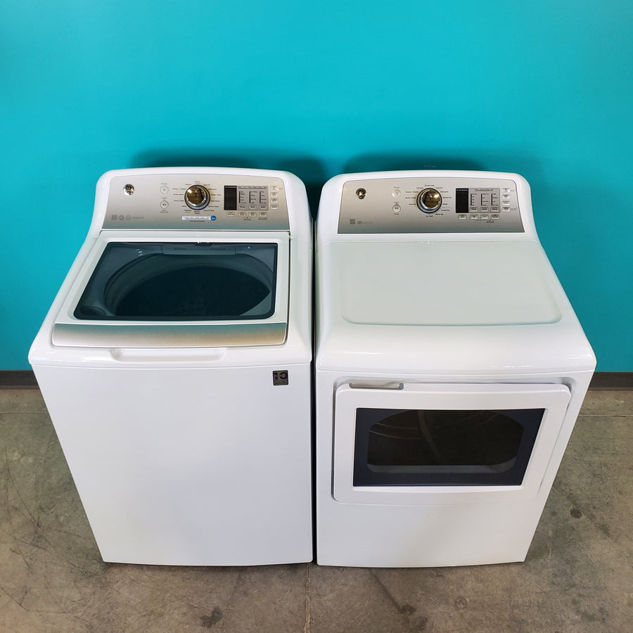 Neu Elite GE High Capacity Impeller Washer & Gas Dryer Set: 4.6 cu. ft. High Capacity Impeller Washer With Extra Water Cycle / Option & 7.4 cu. ft. Gas Dryer With Auto Sensor Dry - Certified Refurbished