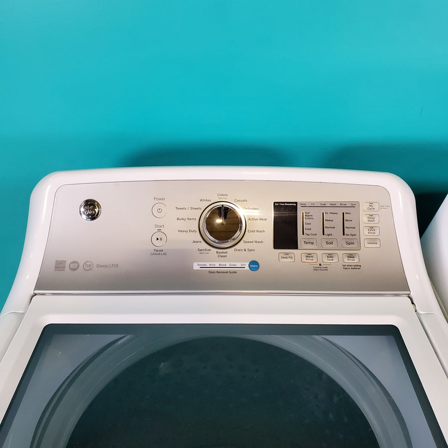 Neu Elite GE High Capacity Impeller Washer & Gas Dryer Set: 4.6 cu. ft. High Capacity Impeller Washer With Extra Water Cycle / Option & 7.4 cu. ft. Gas Dryer With Auto Sensor Dry - Certified Refurbished