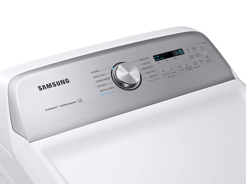 Samsung White Top Load 5.4 Cu. Ft. Washer with Active Water Jet WA50R5200AW/US - Certified Refurbished and Samsung White 7.4 cu. ft. Electric Dryer in White with Steam Sanitize+ DVE54R7200W/A3 - Certified Refurbished