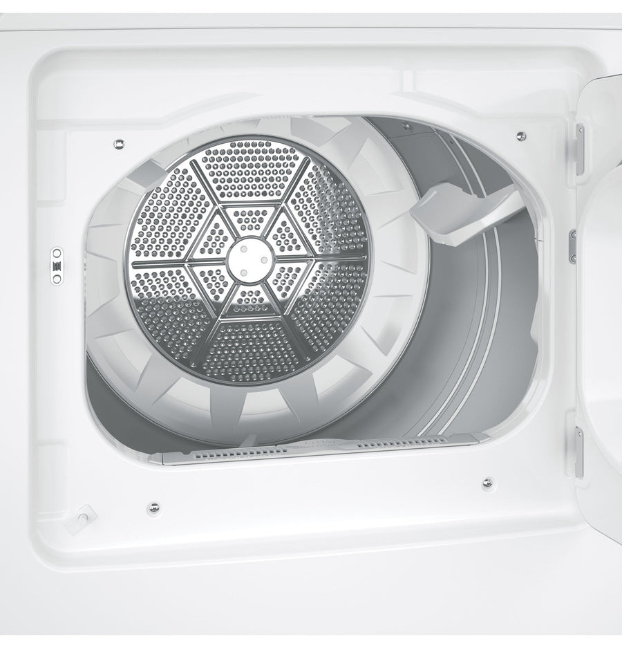 GE® 4.2 cu. ft. Capacity Washer with Stainless Steel Basket Certified Refurbished and GE 6.2 cu. ft. Capacity Electric Dryer with Up To 120 ft. Venting and Shallow Depth GTD33EASKWW - Certified Refurbished