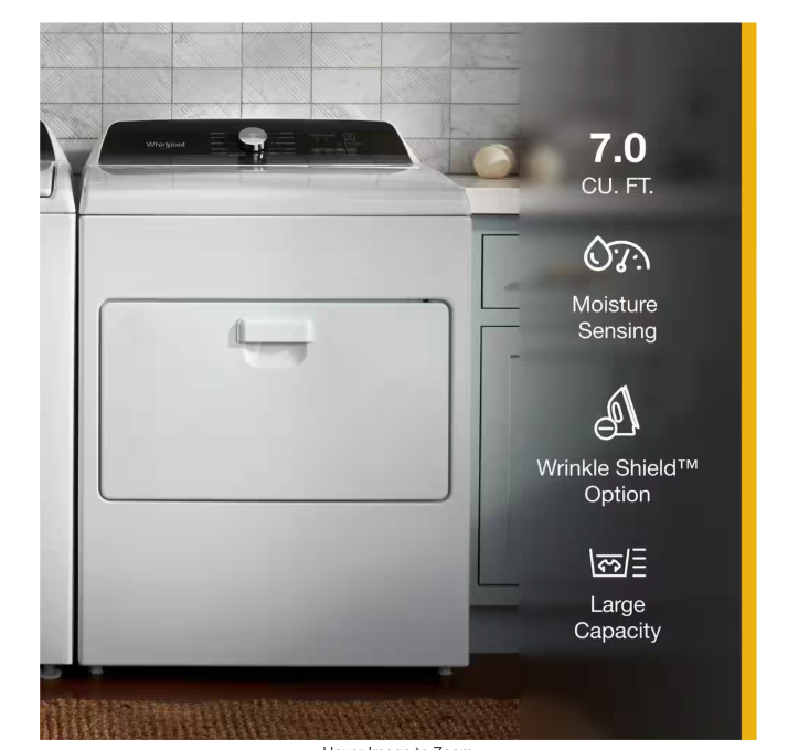 Pictures of 5.2–5.3 Cu. Ft. Whirlpool Top Load Washer in White with Removable Agitator WTW6157PW - Open Box and Whirlpool 7.0 cu. ft. Electric Dryer with Hamper Door WED5010LW - Open Box - Neu Appliance Outlet - Discount Appliance Outlet in Austin, Tx