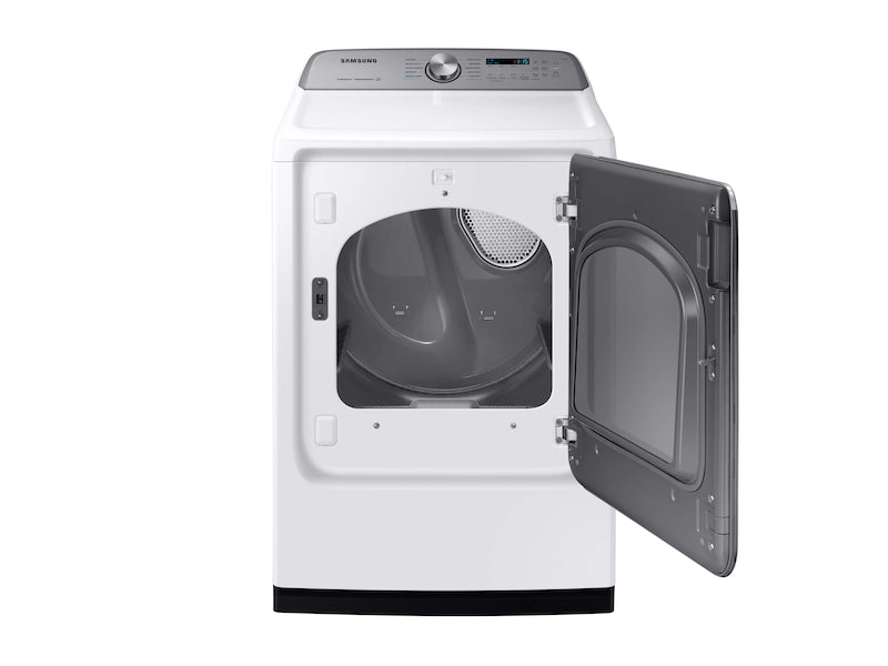 Samsung White Top Load 5.4 Cu. Ft. Washer with Active Water Jet WA50R5200AW/US - Certified Refurbished and Samsung White 7.4 cu. ft. Electric Dryer in White with Steam Sanitize+ DVE54R7200W/A3 - Certified Refurbished
