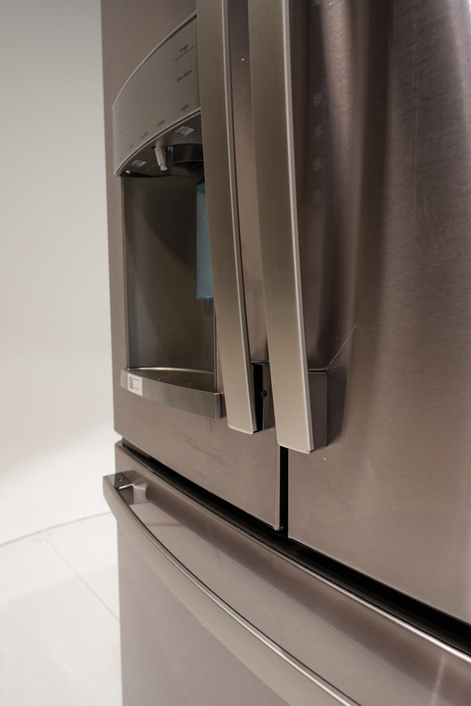 Pictures of GE Energy Star 3 Door French Door 27.7 Cu. Ft. Refrigerator with TwinChill Evaporators in Fingerprint Resistant Stainless Steel GFE28GYNFS - New in Box - Neu Appliance Outlet - Discount Appliance Outlet in Austin, Tx