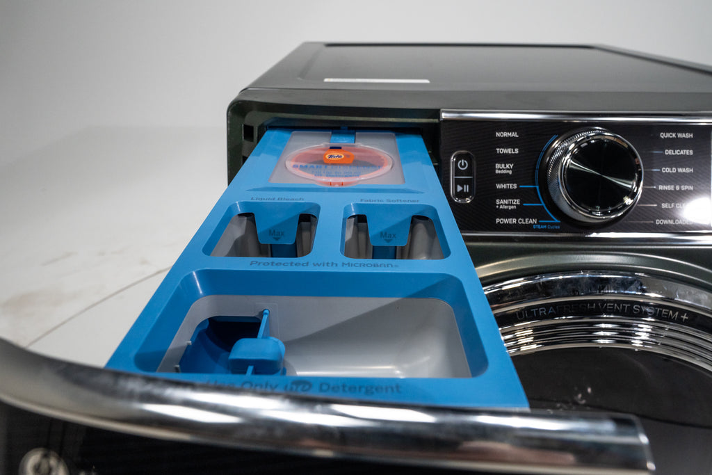 Pictures of GE Profile™ 5.5 cu. ft. Capacity Smart Front Load ENERGY STAR® Steam Washer with UltraFresh Vent System+ and Smart Wash & Smart Rinse PFW955SPWGN - New in Box - Neu Appliance Outlet - Discount Appliance Outlet in Austin, Tx