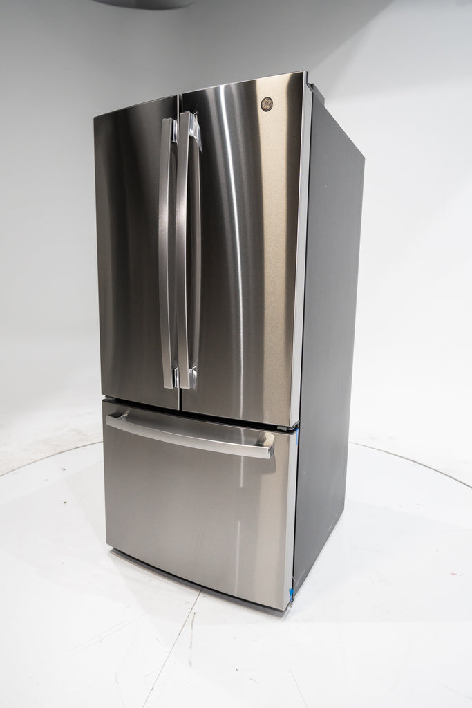 Pictures of GE 33" Wide Stainless Steel ENERGY STAR 24.7 Cu. Ft. French-Door Refrigerator with Ice Maker and Water Dispenser GNE25JYKFS - New in Box - Neu Appliance Outlet - Discount Appliance Outlet in Austin, Tx