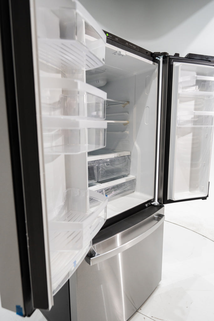 Pictures of GE 33" Wide Stainless Steel ENERGY STAR 24.7 Cu. Ft. French-Door Refrigerator with Ice Maker and Water Dispenser GNE25JYKFS - New in Box - Neu Appliance Outlet - Discount Appliance Outlet in Austin, Tx