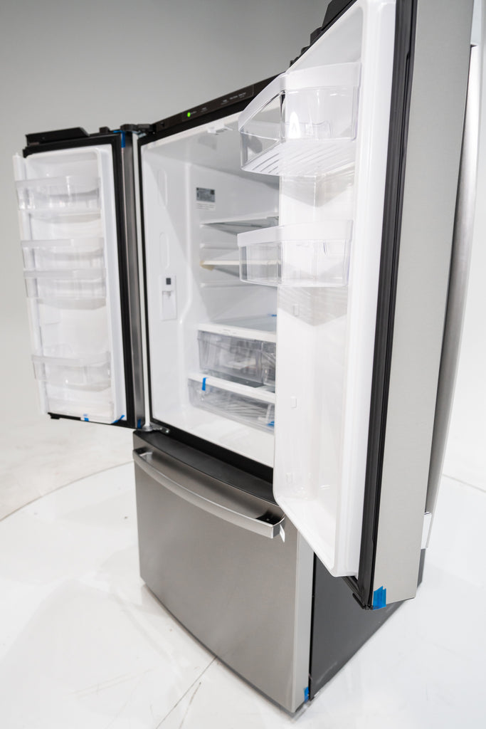 Pictures of GE 33" Wide Stainless Steel ENERGY STAR 24.7 Cu. Ft. French-Door Refrigerator with Ice Maker and Water Dispenser GNE25JYKFS - New in Box - Neu Appliance Outlet - Discount Appliance Outlet in Austin, Tx