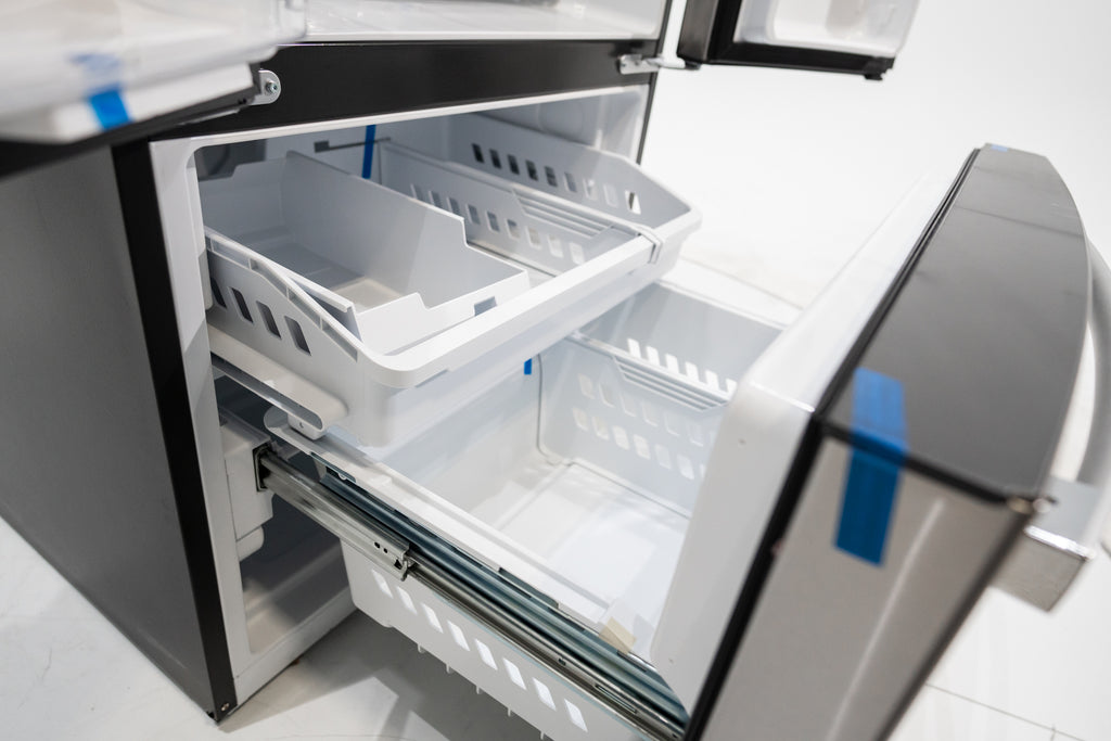 Pictures of GE 33" Wide Stainless Steel ENERGY STAR 24.7 Cu. Ft. French-Door Refrigerator with Ice Maker and Water Dispenser GNE25JYKFS - New in Box - Neu Appliance Outlet - Discount Appliance Outlet in Austin, Tx