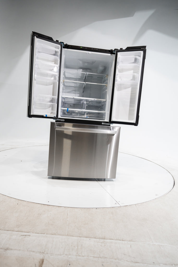 Pictures of GE 33" Wide Stainless Steel ENERGY STAR 24.7 Cu. Ft. French-Door Refrigerator with Ice Maker and Water Dispenser GNE25JYKFS - New in Box - Neu Appliance Outlet - Discount Appliance Outlet in Austin, Tx