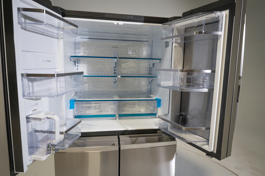 Pictures of GE Profile ENERGY STAR® 22.9 Cu. Ft. Counter-Depth Quad-Door Refrigerator with Dual-Dispense AutoFill Pitcher and Door in Door PHD23BYWFS - New in Box - Neu Appliance Outlet - Discount Appliance Outlet in Austin, Tx