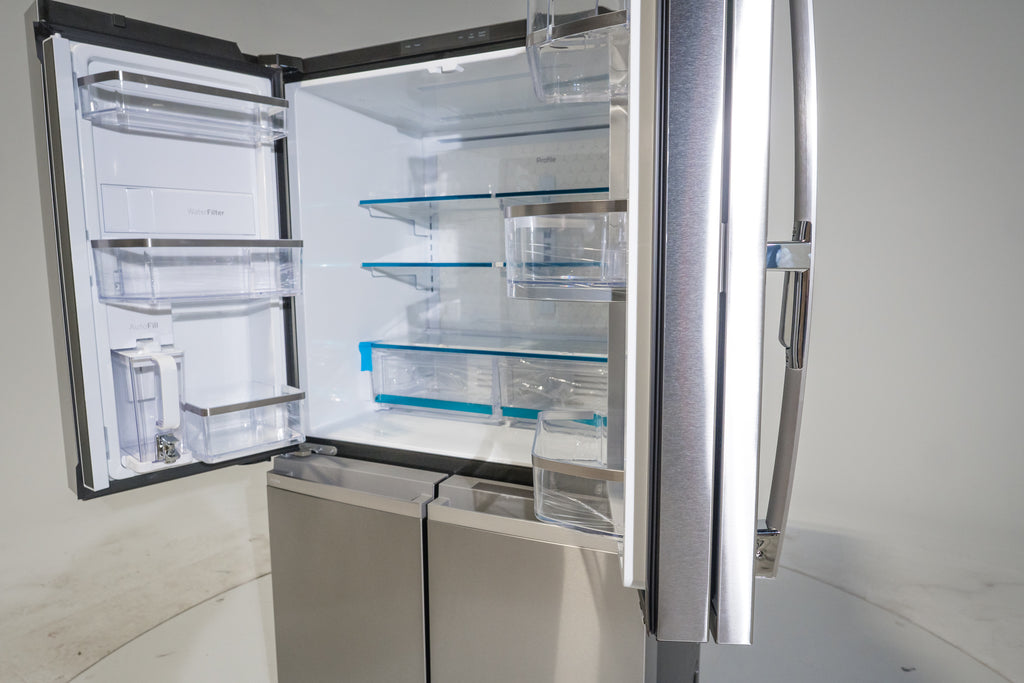 Pictures of GE Profile ENERGY STAR® 22.9 Cu. Ft. Counter-Depth Quad-Door Refrigerator with Dual-Dispense AutoFill Pitcher and Door in Door PHD23BYWFS - New in Box - Neu Appliance Outlet - Discount Appliance Outlet in Austin, Tx