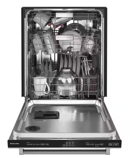 Kitchenaid 360° Max Jets™ Third Rack Dishwasher with 50+ Total Wash Jets, 44 dBA in PrintShield Stainless Steel KDTM404KPS - Open Box