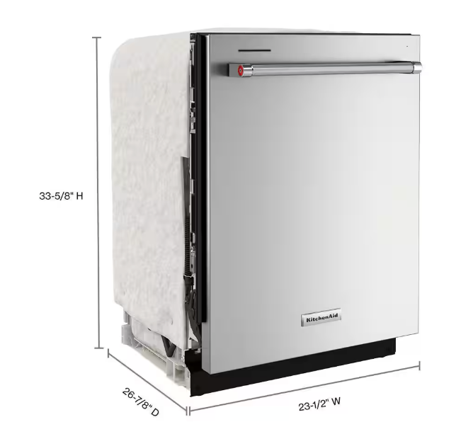 Kitchenaid 360° Max Jets™ Third Rack Dishwasher with 50+ Total Wash Jets, 44 dBA in PrintShield Stainless Steel KDTM404KPS - Open Box