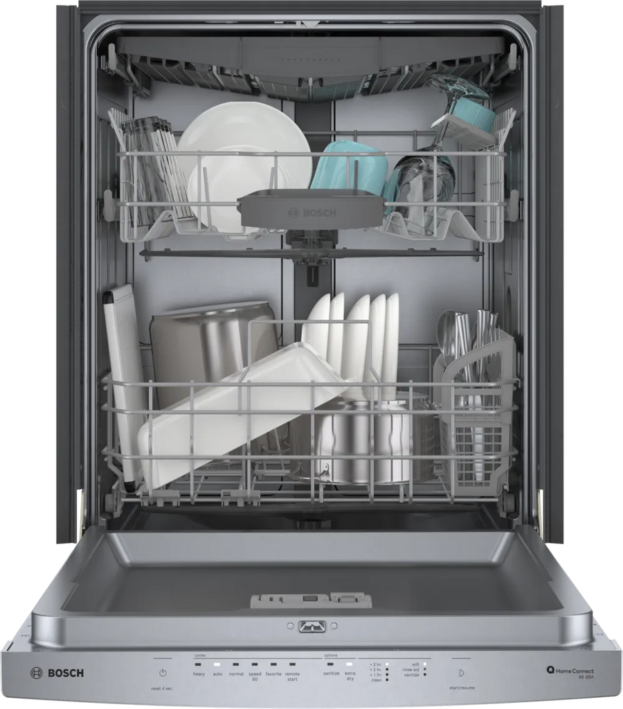Pictures of Bosch 300 Series 24 in. Top Control Tall Tub Scoop Handle Dishwasher in Stainless Steel with 3rd Rack, Stainless Steel Tub, and 46 dBA WRS315SDHZ - Open Box - Neu Appliance Outlet - Discount Appliance Outlet in Austin, Tx