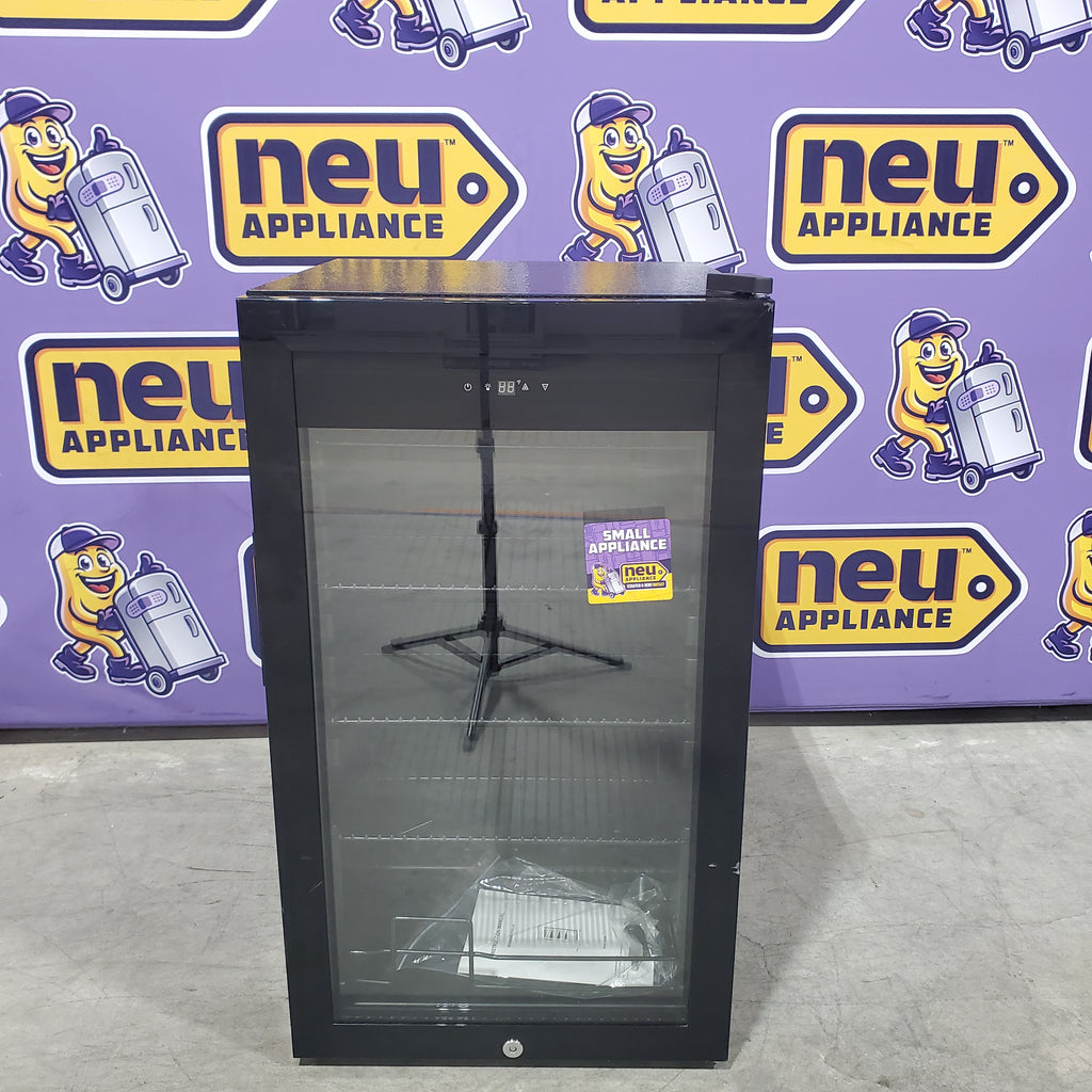 HOOURE 128Cans 3.2 Cu.Ft Glass Door Mini Fridge for Drink Beer Soda Wine, with 4 Adjustable Removable Shelves in Stainless Steel 25133SD536 - TAYL86 - Scratch & Dent (Minor)