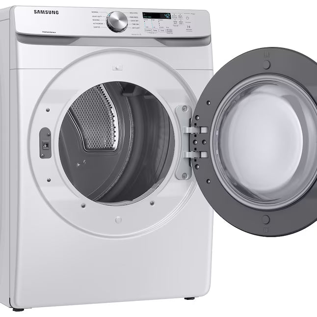 Samsung 7.5 cu. ft. Front Load Electric Dryer with Smart Care in White DVE45T6000W - Scratch & Dent (Moderate)