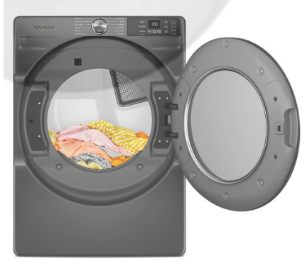 Pictures of Whirlpool 4.5 cu. ft. Smart Front Load ENERGY STAR® Washer with FreshFlow™ Vent System WFW5720RU - Scratch & Dent (Minor) and Whirlpool 7.4 cu. ft. Vented Front Load Electric Dryer in Volcano Black with Wrinkle Shield Option WED5720RU - Open Box - Neu Appliance Outlet - Discount Appliance Outlet in Austin, Tx