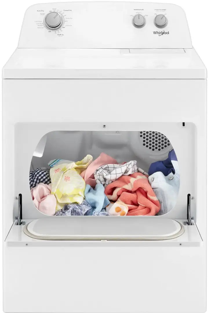 Whirlpool 3.5 cu. ft. High Efficiency Top Load Washing Machine with Deep Water Wash WTW4816FW - Scratch & Dent (Minor) and Whirlpool White Electric 7.0 Cu. Ft. Dryer with Auto Dry 16217 - WED4950HW - Scratch & Dent (Moderate)