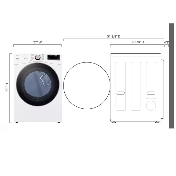 LG 7.4 cu. ft. Front Load Electric Dryer with TurboSteam and Sensor Dry Technology in White 31132SD111 - DLEX4000W - Scratch & Dent (Minor)