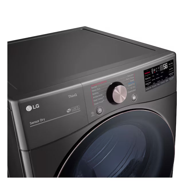 LG Black Steel Smart Wi-Fi Enabled Front Load Electric 7.4 Cu. Ft. Dryer with TurboSteam and Built-In Intelligence 22231SD295 - DLEX4000B - Scratch & Dent (Minor)