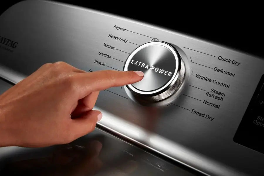 Maytag 5.3 cu. ft. Metallic Slate Smart Capable ENERGY STAR Top Load Washing Machine with Extra Power MVW7232HC - Scratch & Dent (Minor) and Maytag 7.4 Cu. Ft. Metallic Slate Electric Dryer with Extra Power MED7230HC - Open Box