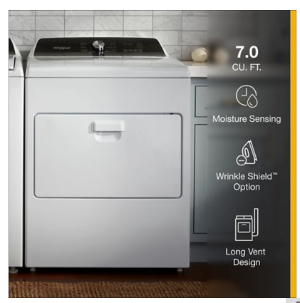 Whirlpool Top Load 4.7 Cu. Ft. Washer in White with 2-in-1 Removable Agitator WTW5057LW - Scratch & Dent - Minor and Whirlpool 7.0 Cu. Ft. Long Vent Electric Moisture Sensing Dryer WED500CMW - Open Box