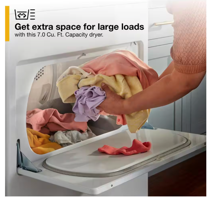 Whirlpool 7.0 cu. ft. Electric Dryer with Hamper Door 22442606 - WED5010LW - Scratch & Dent (Minor)