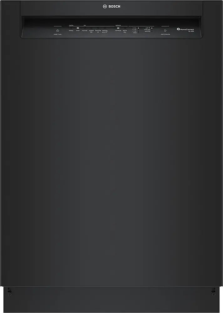 Bosch 100 Series 24" Front Control Smart Built-In Hybrid Stainless Steel Tub Dishwasher with 50dBA in Black SHE3AEM6N - Open Box