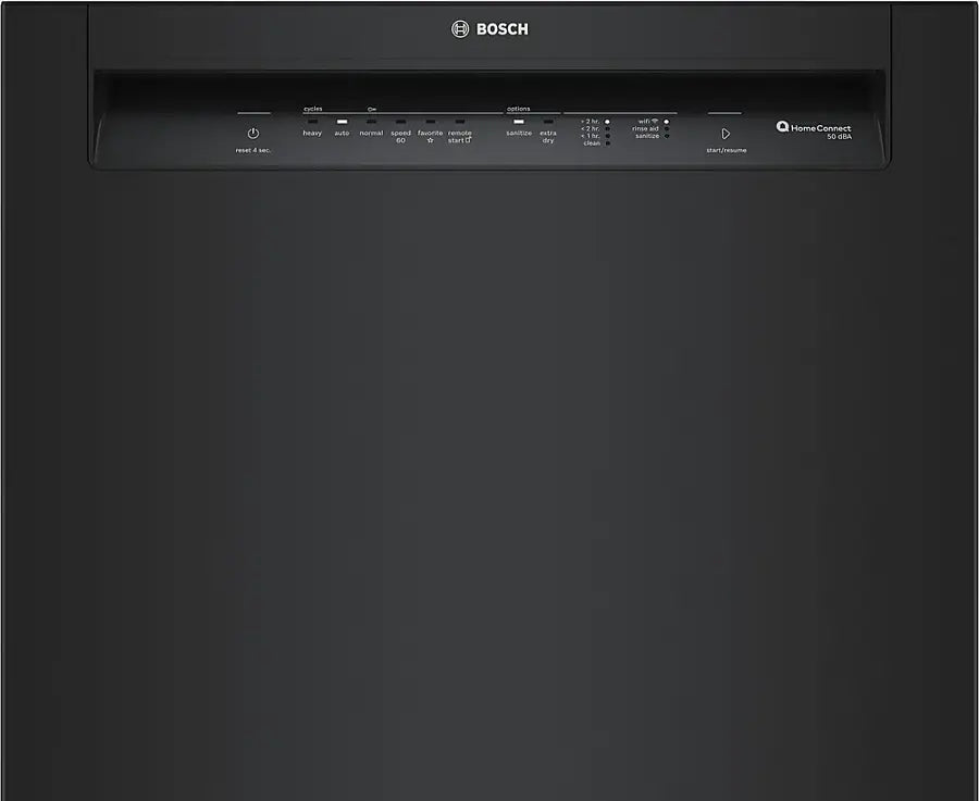 Bosch 100 Series 24" Front Control Smart Built-In Hybrid Stainless Steel Tub Dishwasher with 50dBA in Black SHE3AEM6N - Open Box