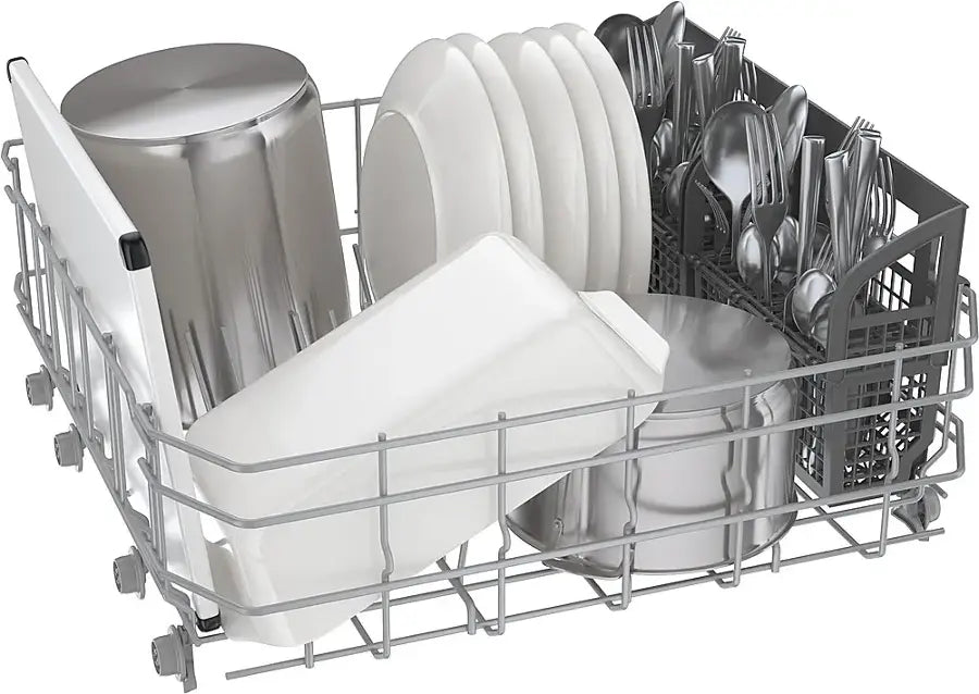 Bosch 100 Series 24" Front Control Smart Built-In Hybrid Stainless Steel Tub Dishwasher with 50dBA in Black SHE3AEM6N - Open Box