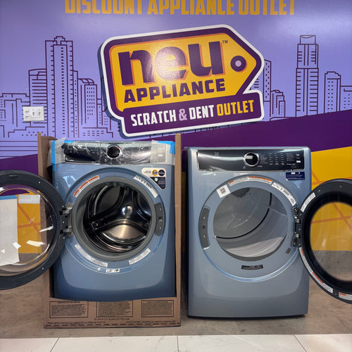 Pictures of Electrolux Glacier Blue 400 Series 4.5 Cu. Ft. Front Load Washer with Perfect Steam ELFW7437AG - New in Box and Electrolux Glacier Blue 400 Series Gas 8.0 Cu. Ft. Dryer with Instant Refresh Cycle ELFG7437AG - Scratch and Dent (Minor) - Neu Appliance Outlet - Discount Appliance Outlet in Austin, Tx