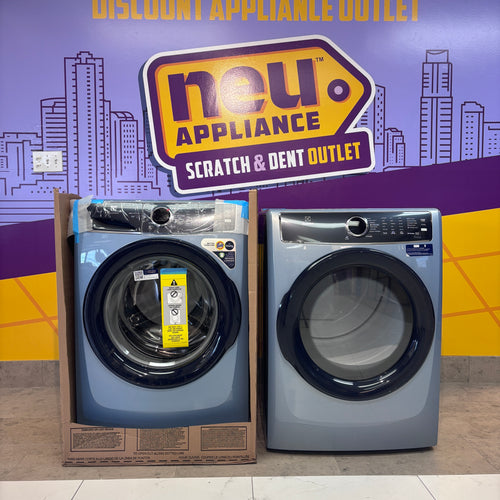 Pictures of Electrolux Glacier Blue 400 Series 4.5 Cu. Ft. Front Load Washer with Perfect Steam ELFW7437AG - New in Box and Electrolux Glacier Blue 400 Series Gas 8.0 Cu. Ft. Dryer with Instant Refresh Cycle ELFG7437AG - Scratch and Dent (Minor) - Neu Appliance Outlet - Discount Appliance Outlet in Austin, Tx