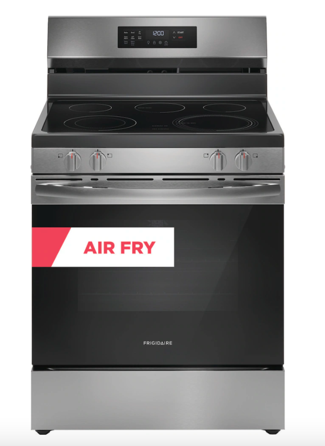 Frigidaire Electric Range with Five Cooktop Element, Air Fry and Self Cleaning 22142774 - FCRE3083AS - Open Box