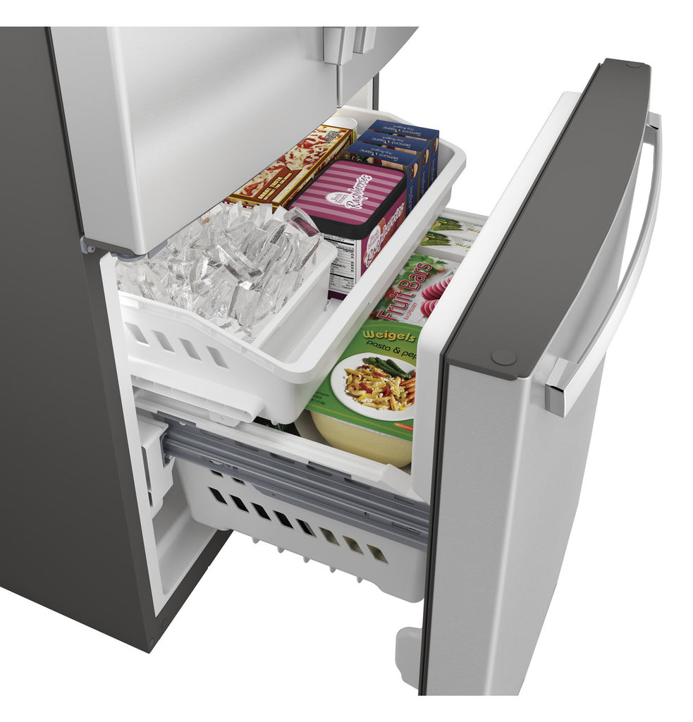 Pictures of GE 33" Wide Stainless Steel ENERGY STAR 24.7 Cu. Ft. French-Door Refrigerator with Ice Maker and Water Dispenser GNE25JYKFS - New in Box - Neu Appliance Outlet - Discount Appliance Outlet in Austin, Tx