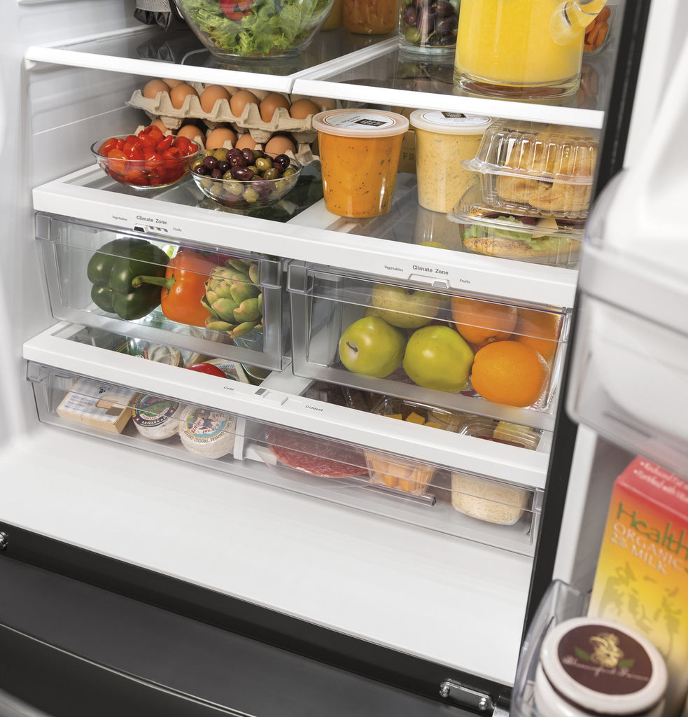 Pictures of GE 33" Wide Stainless Steel ENERGY STAR 24.7 Cu. Ft. French-Door Refrigerator with Ice Maker and Water Dispenser GNE25JYKFS - New in Box - Neu Appliance Outlet - Discount Appliance Outlet in Austin, Tx