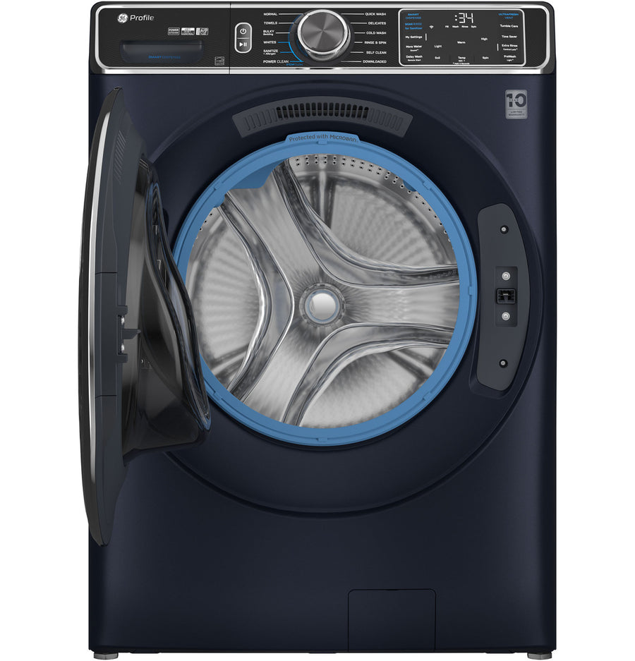 GE Profile 5.3 cu. ft. Smart Front Load ENERGY STAR Washer with OdorBlock UltraFresh Vent System and Microban Technology in Sapphire Blue 31133SD169 - PFW870SPVRS - Scratch & Dent (Moderate)