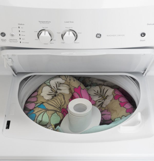 Pictures of GE Unitized Spacemaker® 3.8 cu. ft. Capacity Washer with Stainless Steel Basket and 5.9 cu. ft. Capacity Electric Dryer GUD27ESSMWW - Open Box - Neu Appliance Outlet - Discount Appliance Outlet in Austin, Tx
