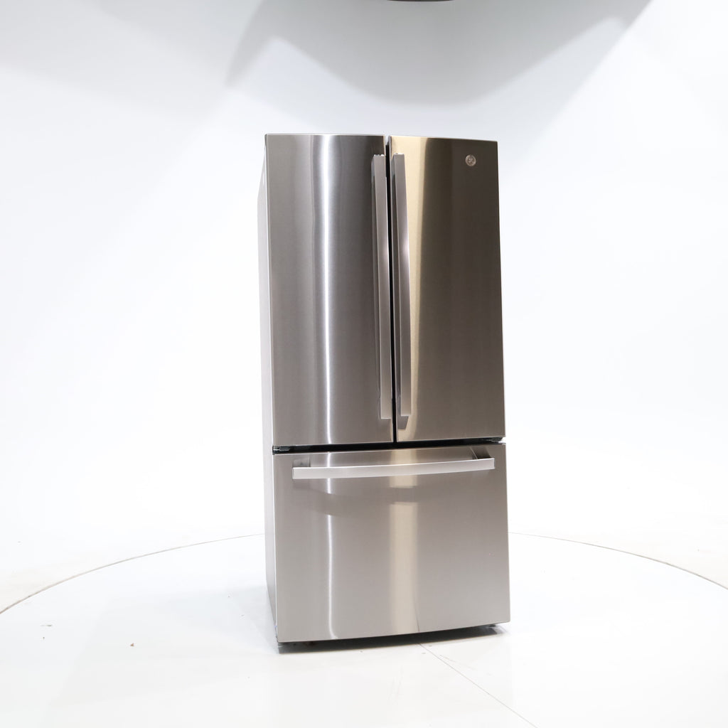 GE 33" Wide Stainless Steel ENERGY STAR 24.7 Cu. Ft. French-Door Refrigerator with Ice Maker and Water Dispenser GE9843 - GNE25JYKFS - New in Box