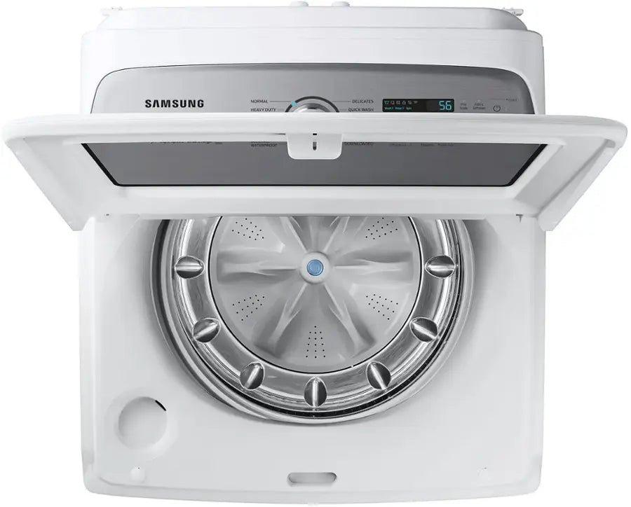 Pictures of 5.2 cu. ft. Samsung Large Capacity Smart Top Load Washer with Super Speed Wash in White and 7.4-cu ft Electric Dryer (White) - New in Box Washing Machine with Scratch and Dent Dryer - Neu Appliance Outlet - Discount Appliance Outlet in Austin, Tx