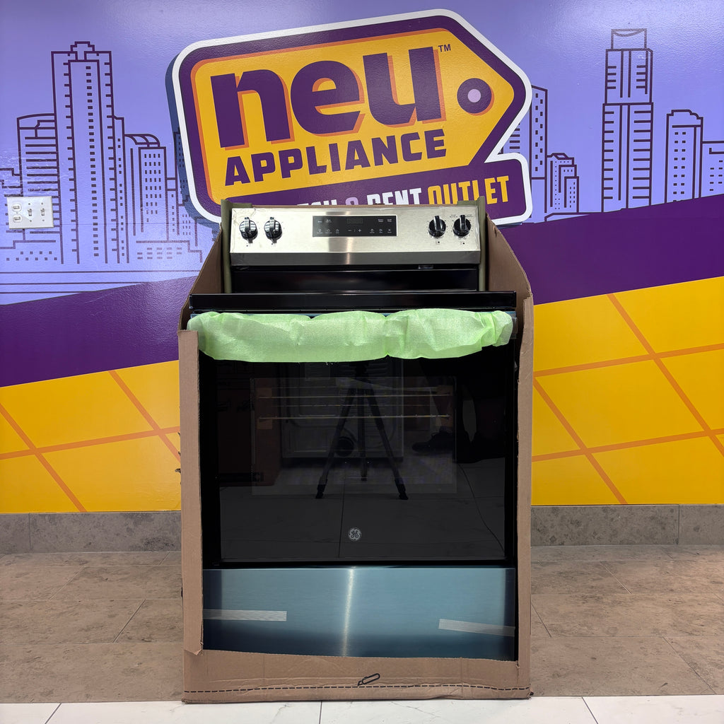 Pictures of GE® Stainless Steel ENERGY STAR® 30" Free-Standing Electric Range with 4 Burner Radiant Cooktop GRF400SVSS - New In Box - Neu Appliance Outlet - Discount Appliance Outlet in Austin, Tx