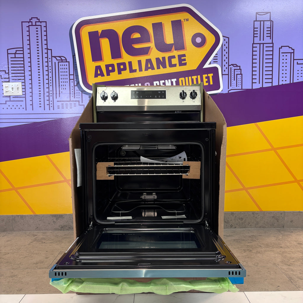 Pictures of GE® Stainless Steel ENERGY STAR® 30" Free-Standing Electric Range with 4 Burner Radiant Cooktop GRF400SVSS - New In Box - Neu Appliance Outlet - Discount Appliance Outlet in Austin, Tx