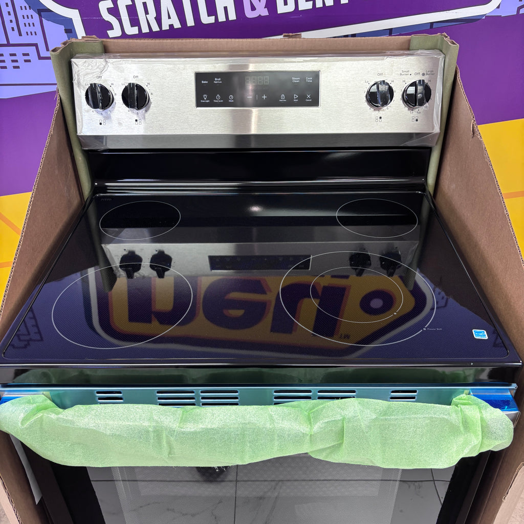 Pictures of GE® Stainless Steel ENERGY STAR® 30" Free-Standing Electric Range with 4 Burner Radiant Cooktop GRF400SVSS - New In Box - Neu Appliance Outlet - Discount Appliance Outlet in Austin, Tx