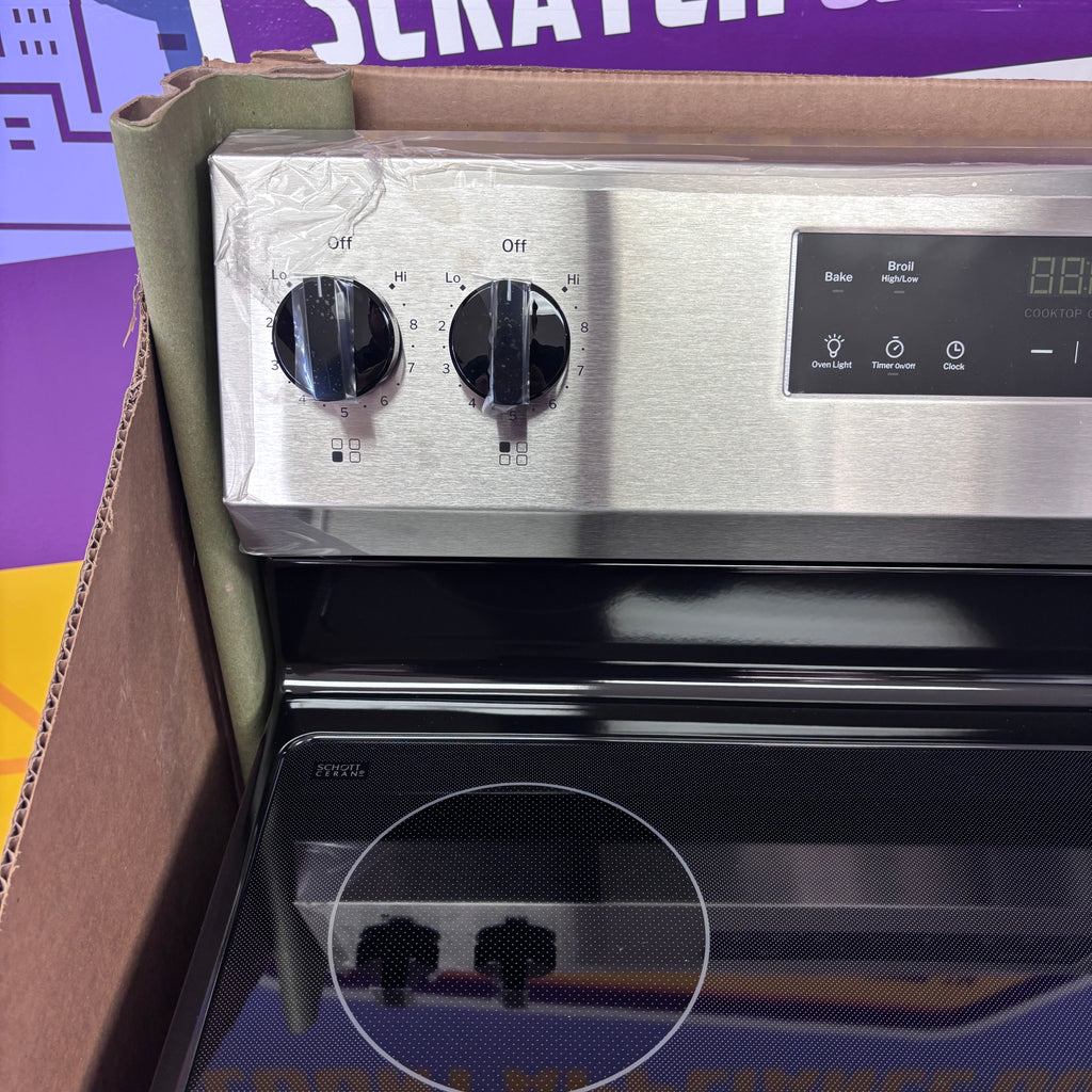 Pictures of GE® Stainless Steel ENERGY STAR® 30" Free-Standing Electric Range with 4 Burner Radiant Cooktop GRF400SVSS - New In Box - Neu Appliance Outlet - Discount Appliance Outlet in Austin, Tx