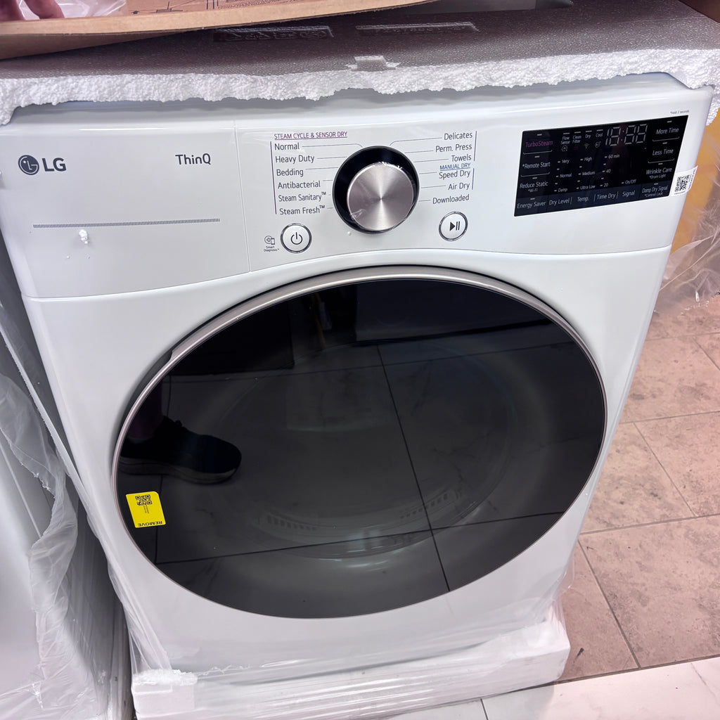 Pictures of LG 4.5 cu. ft. Front Load Washer with Steam and Built-In Intelligence in White WM4000HWA - New in Box and LG 7.4 cu. ft. Front Load Electric Dryer with TurboSteam and Sensor Dry Technology in White DLEX4000W - New in Box - Neu Appliance Outlet - Discount Appliance Outlet in Austin, Tx