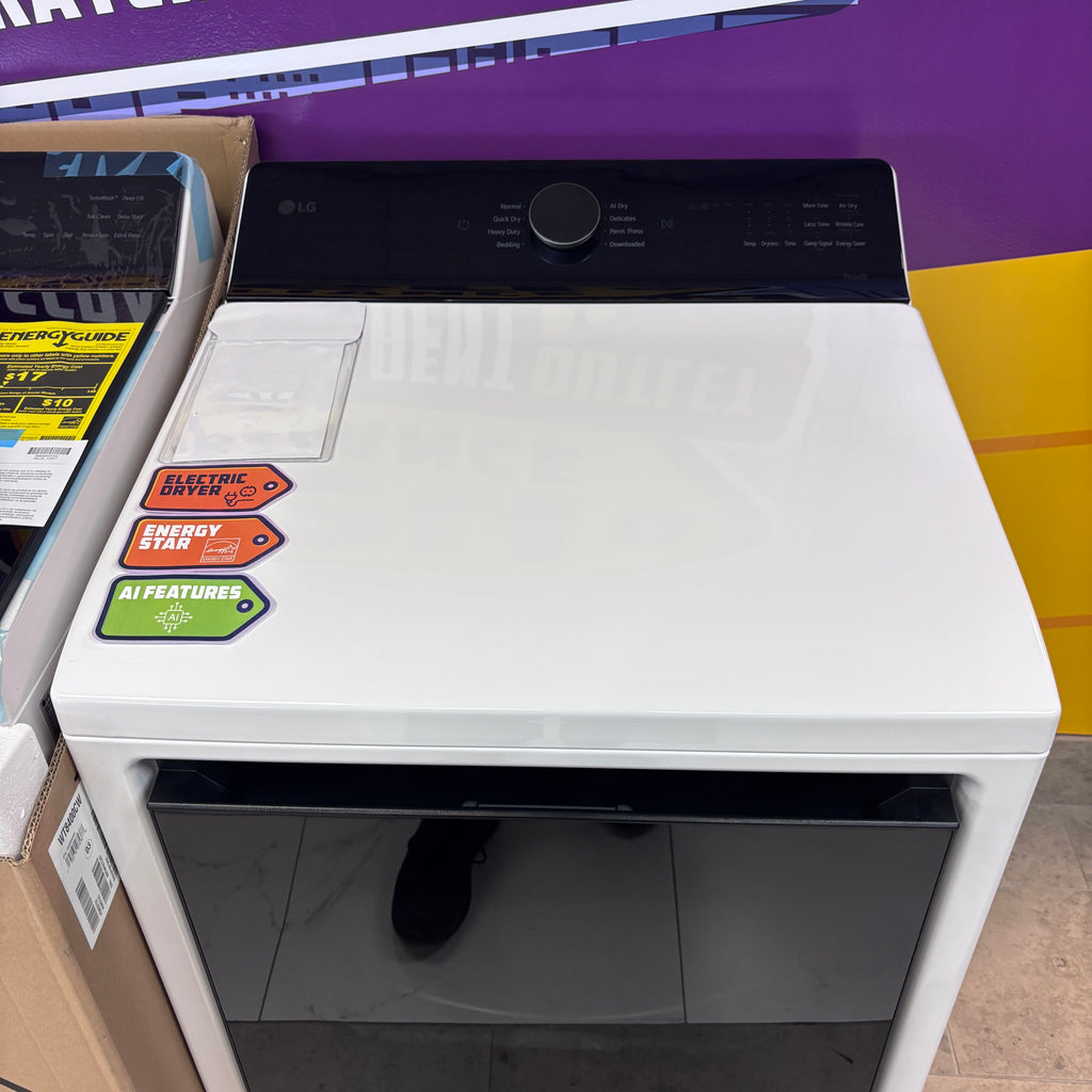 Pictures of LG 5.5 cu. ft. Mega Capacity Top Load Washer with Impeller in Alpine White WT8400CW - New in Box and LG Energy Star Certified 7.3 cu. ft. Ultra Large Capacity Rear Control Electric Dryer with LG EasyLoad™ Door and AI Sensing DLE8400WE - New in Box - Neu Appliance Outlet - Discount Appliance Outlet in Austin, Tx
