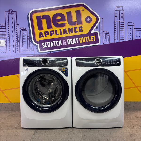 Electrolux 4.5 Cu. Ft. Front Load Perfect Steam™ Washer with LuxCare® Plus Wash ELFW7626BW - Scratch & Dent (Minor) and Electrolux 8.0 Cu. Ft. Front Load Perfect Steam™ Gas Dryer with LuxCare® Dry ELFG7626BW - Scratch & Dent (Minor)